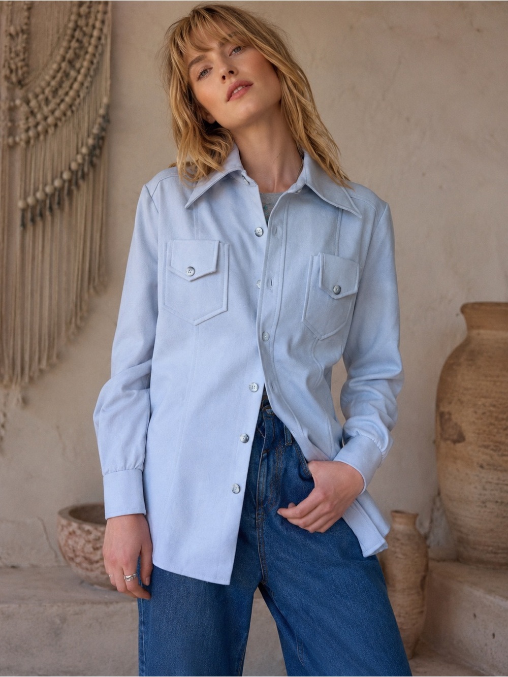 NWT Vintage 1970’s DonnKenny Gray Polyester Button Down Shirt Blazer